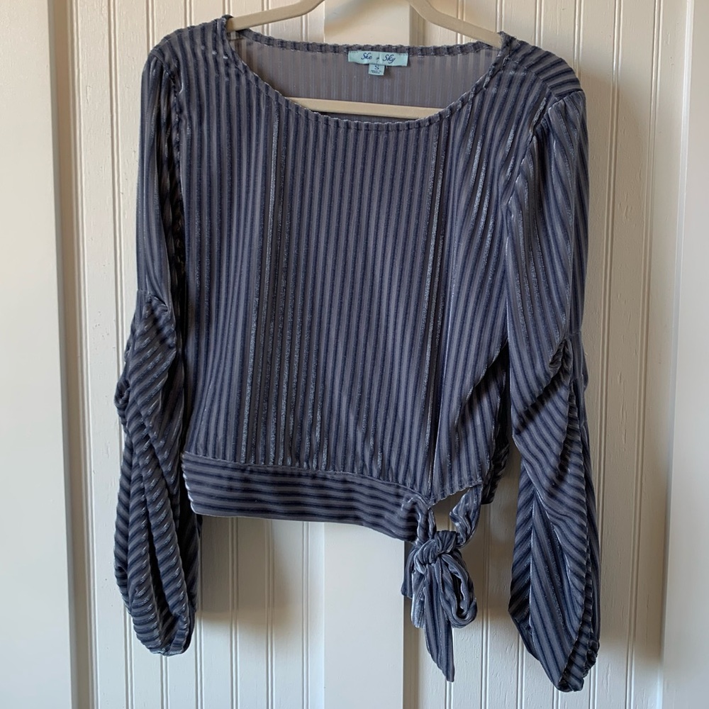 Blue Blouse with Tie in the Front - Size S